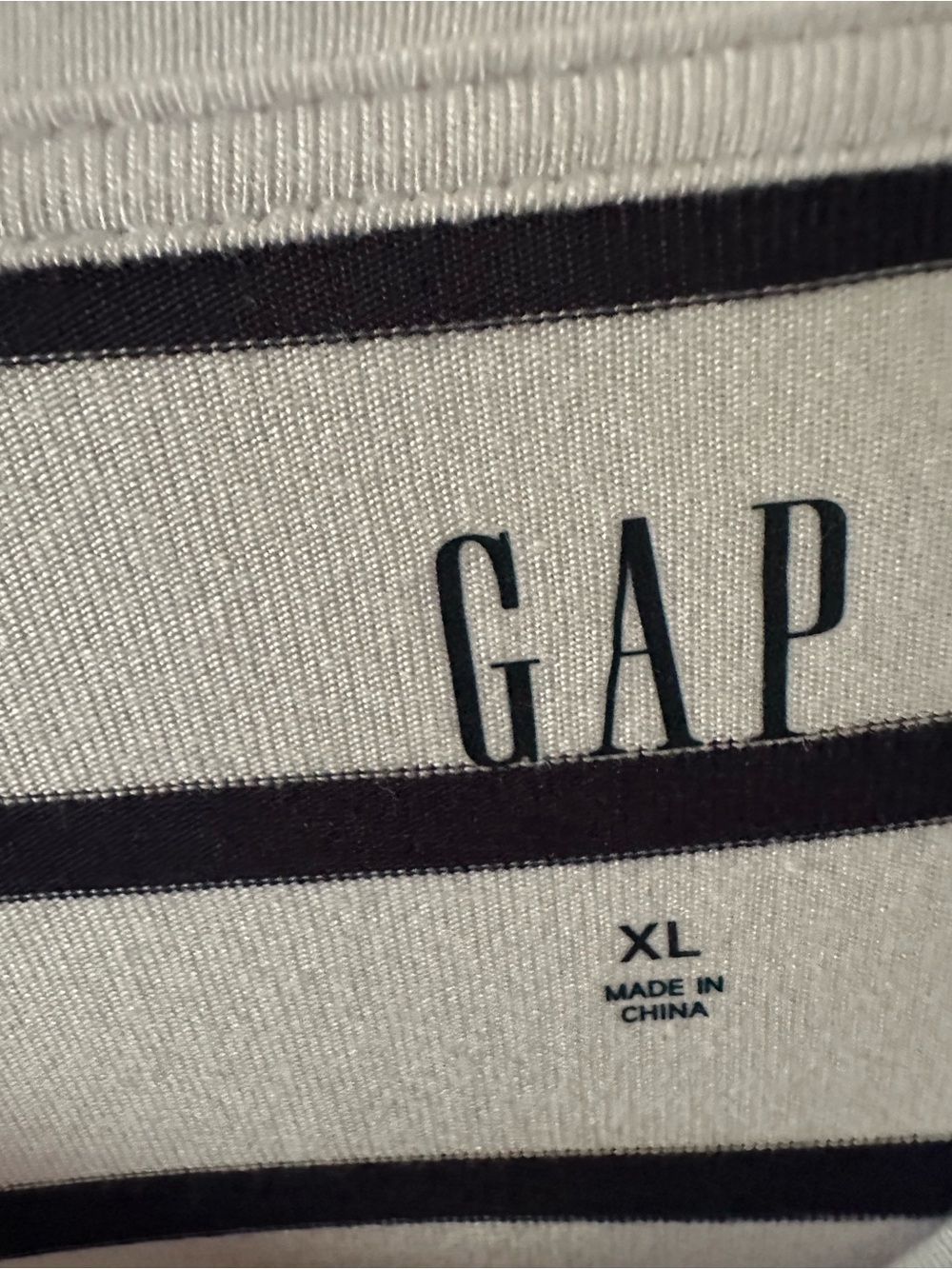 GAP White Long Sleeve Tee with Black Stripes